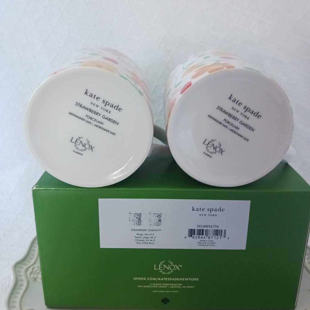 Kate Spade New York × Lenox Strawberry Garden Set of 2 Mugs Porcelain 12 oz - Picture 6 of 13
